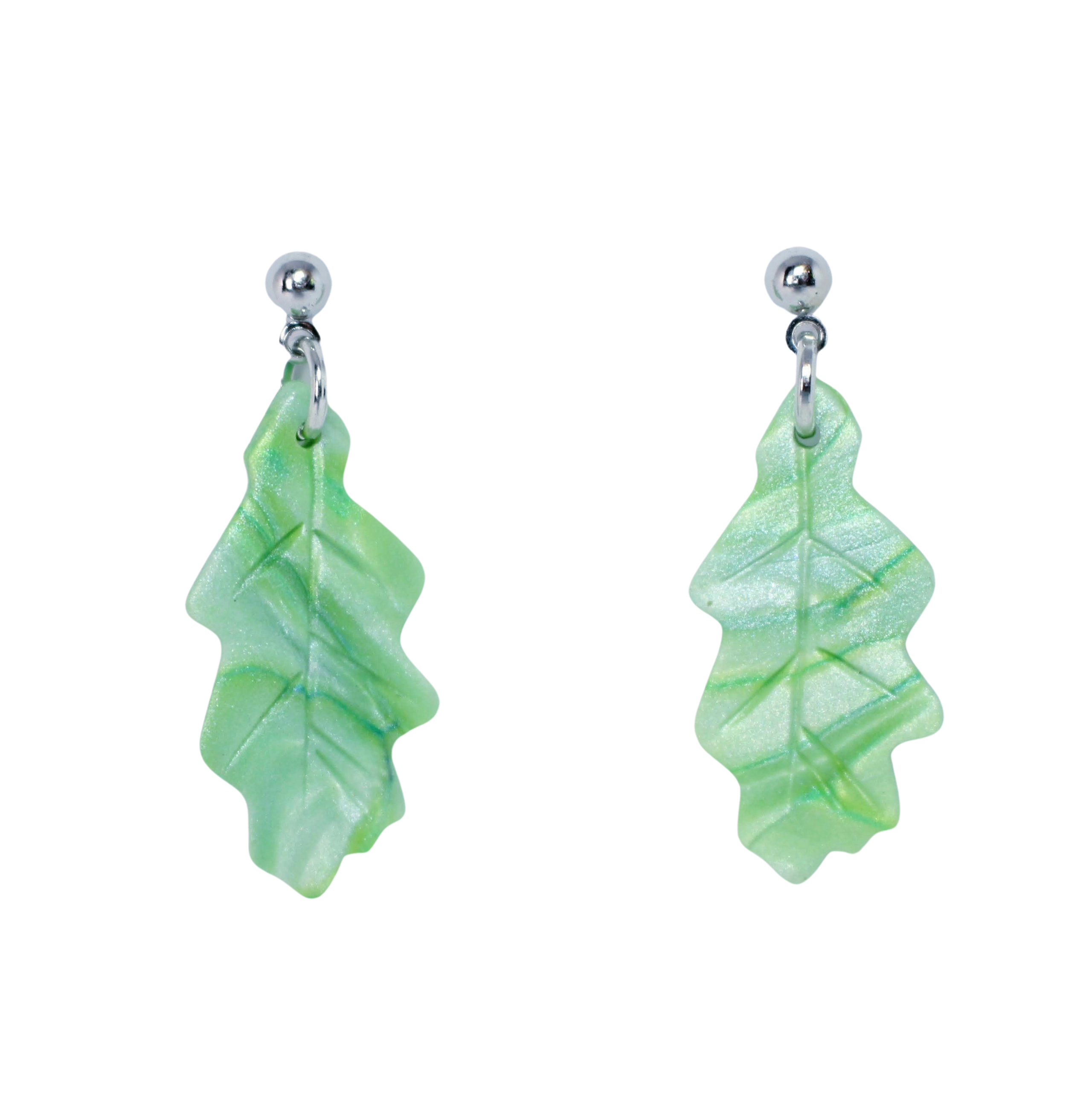 Little Green Leaves Handmade Polymer Clay Stud Earrings Made By