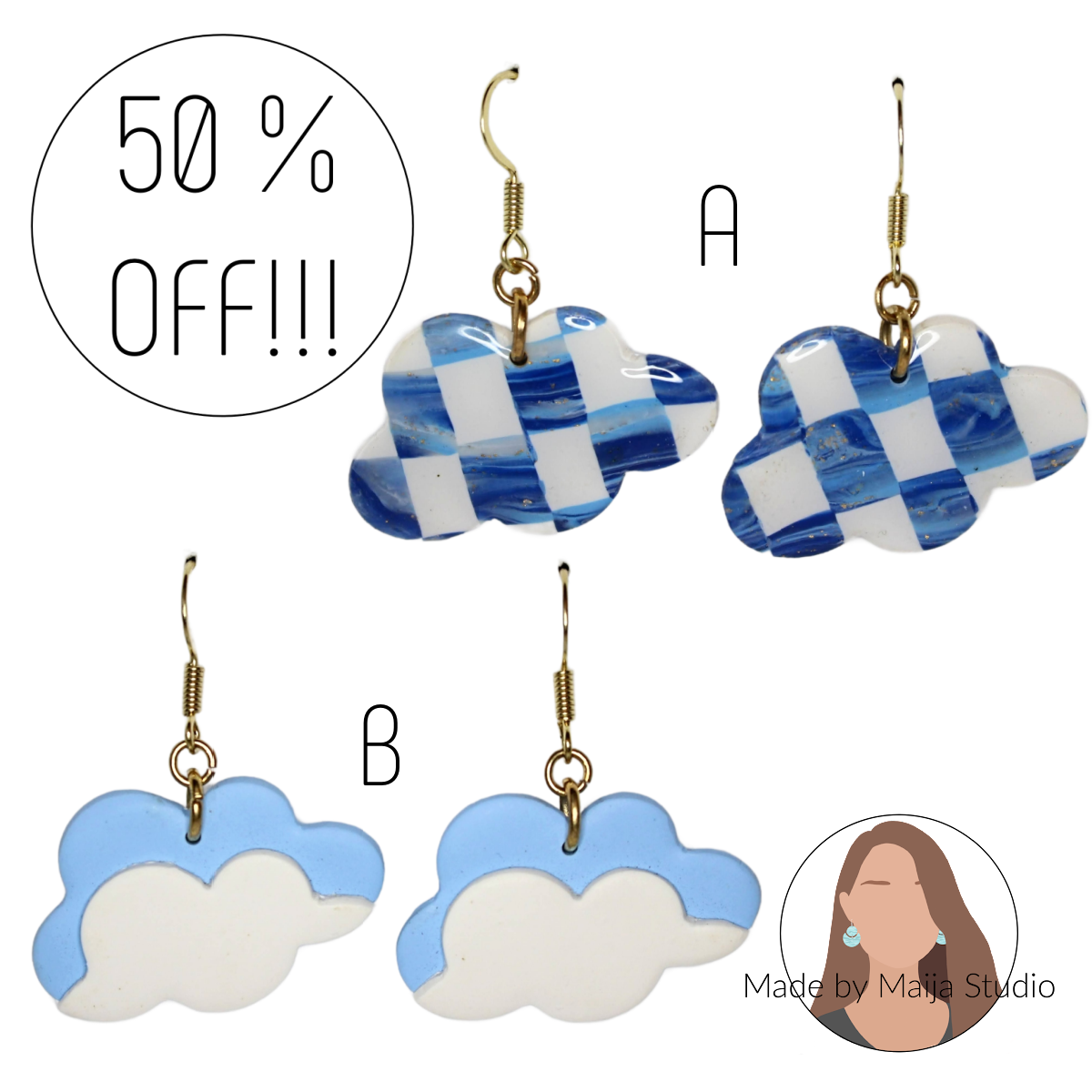 Cloud shop clay earrings